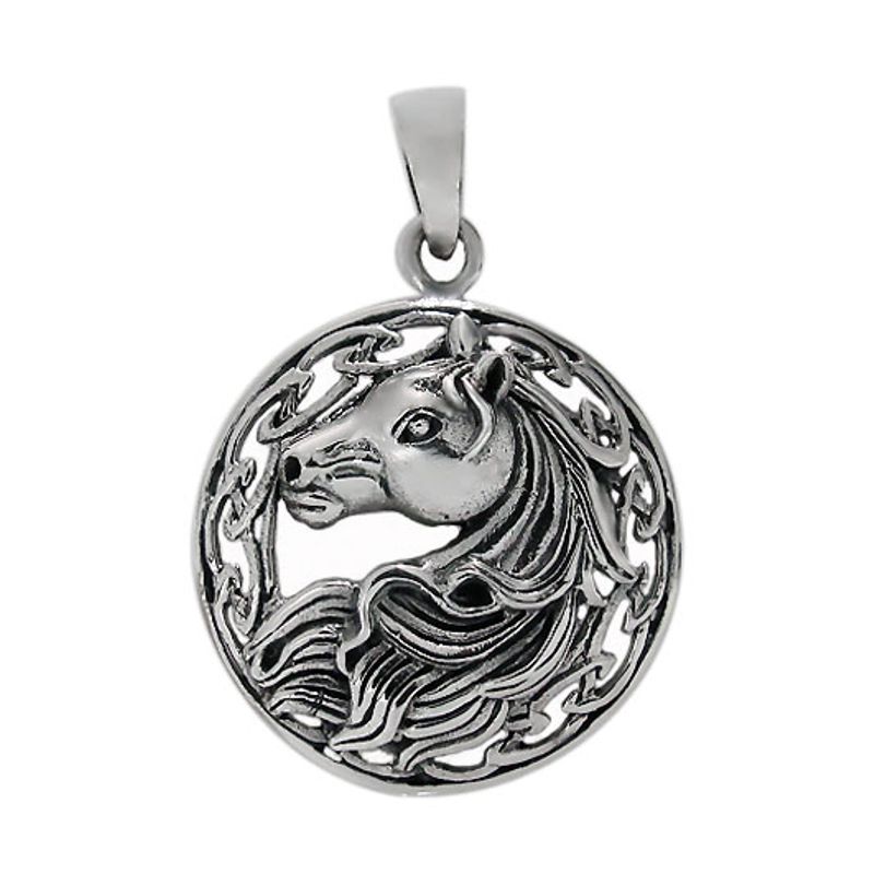 Sterling Silver Horse Pendant w/Celtic Edge - Click Image to Close